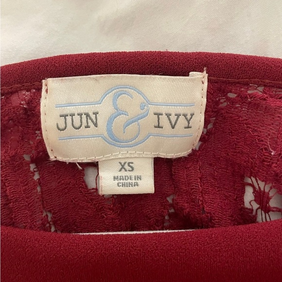 Francesca’s Jun & Ivy Burgundy Lace Back Skater Dress- XS - Picture 2 of 3